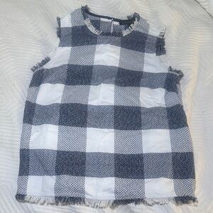 Banana Republic Women's Navy and White Plaid Tank Top